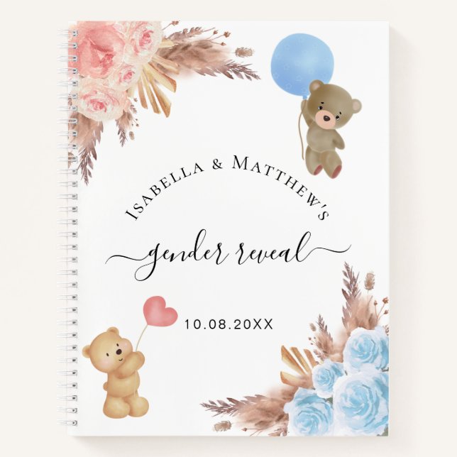 Guest book gender reveal pampas grass baby shower (Front)