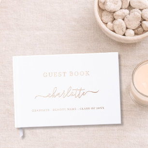 Guest book Graduation Party rose gold white
