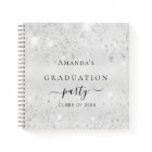 Guest book graduation silver glitter name 2025