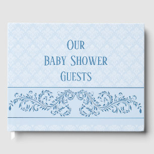 Guest Book - Icy Blue Damask