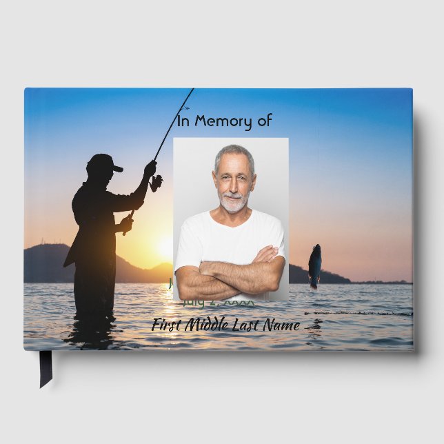 Guest Book Memorial Fisherman Fishing Fish (Front)