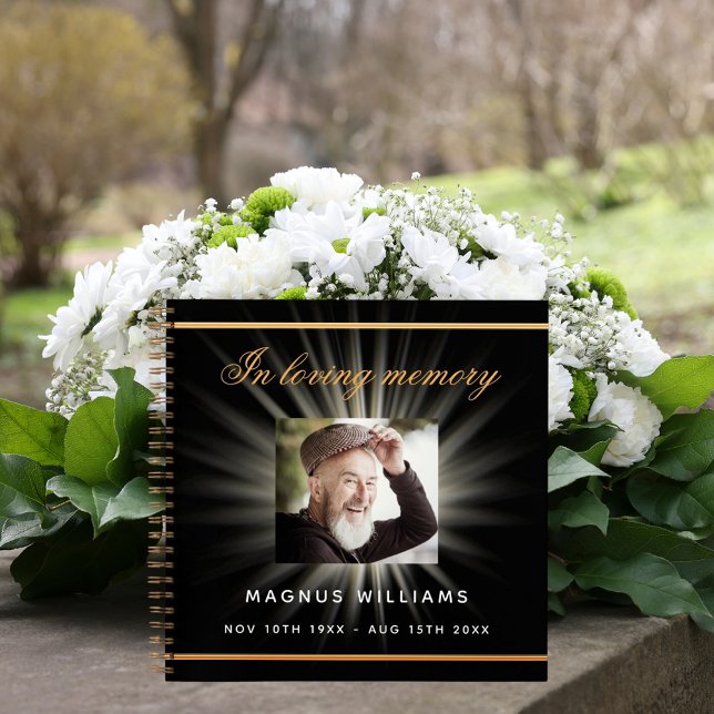 Guest book memorial funeral black gold photo (Creator Uploaded)