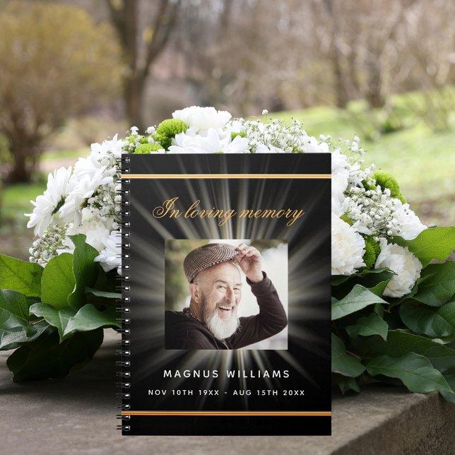 Guest book memorial funeral black gold photo (Creator Uploaded)