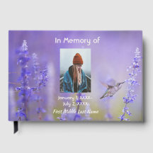 Guest Book Memorial Hummingbird Lavender Flowers