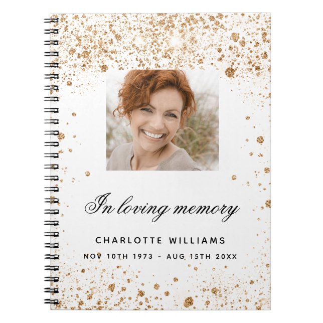 Guest book memorial white gold glitter photo (Front)