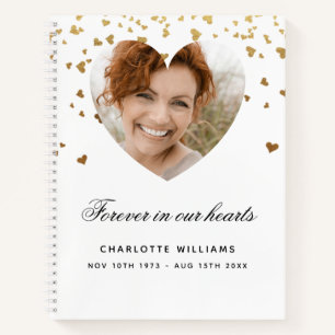 Guest book memorial white gold hearts photo