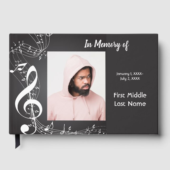 Guest Book Music Notes Musician Memorial (Front)