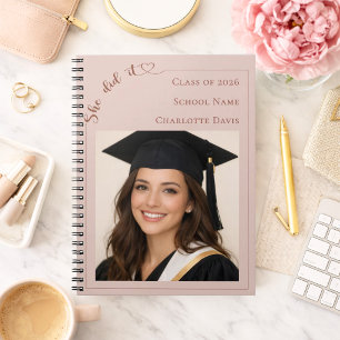 Guest book photo She Did it blush pink Graduation