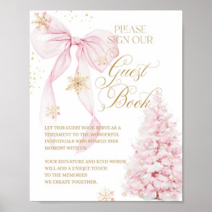 Guest Book Pink Bow Cold Outside Baby Shower
