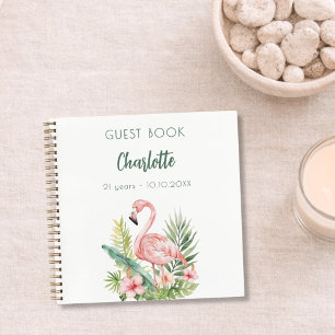 Guest book pink flamingo birthday party