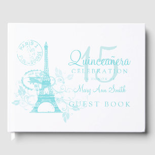 Guest Book Quinceanera Party Paris Turquoise