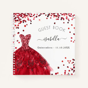 Guest book Quinceanera red white dress