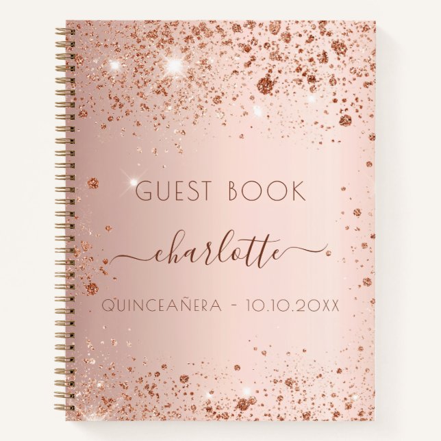 Guest book Quinceanera rose gold blush (Front)