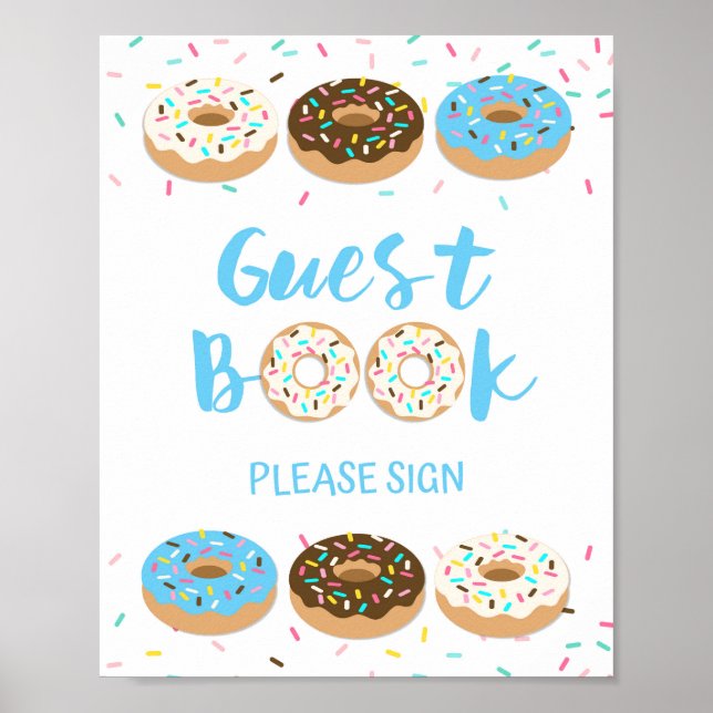 Guest Book Sign Blue Donut Sprinkle Sign (Front)