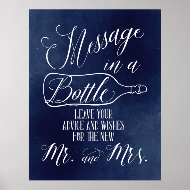 Guest Book sign - Message in a bottle - Navy (Front)
