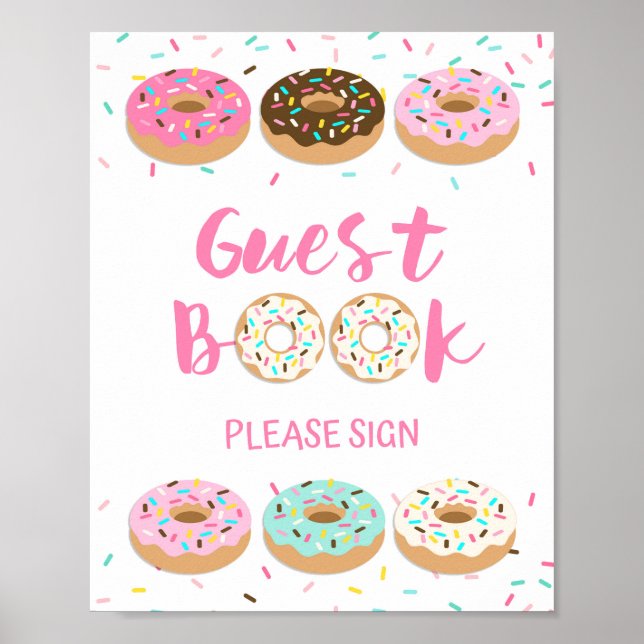Guest Book Sign Pink Doughnut Table Sign (Front)
