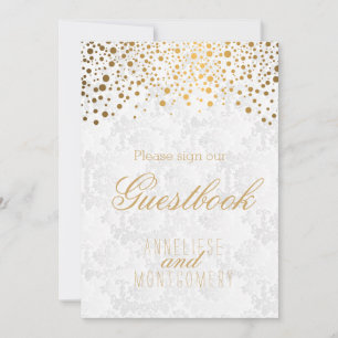 Guest Book Sign - Stylish Gold Confetti