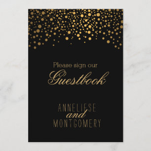 Guest Book Sign - Stylish Gold Confetti Invitation