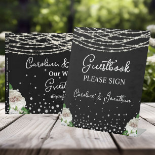 Guest Book Signing Black Sign Strings Lights