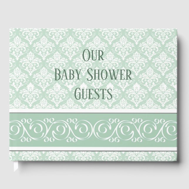 Guest Book - Soft Jade Damask (Front)
