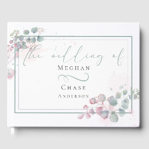 Guest Book   Spring Watercolor Eucalyptus Foliage