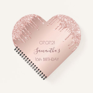 Guest book Sweet 16 rose gold pink drips