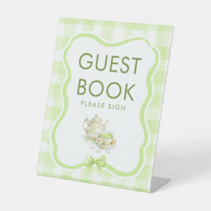 Guest Book Tea Party Green Baby Shower Table Sign