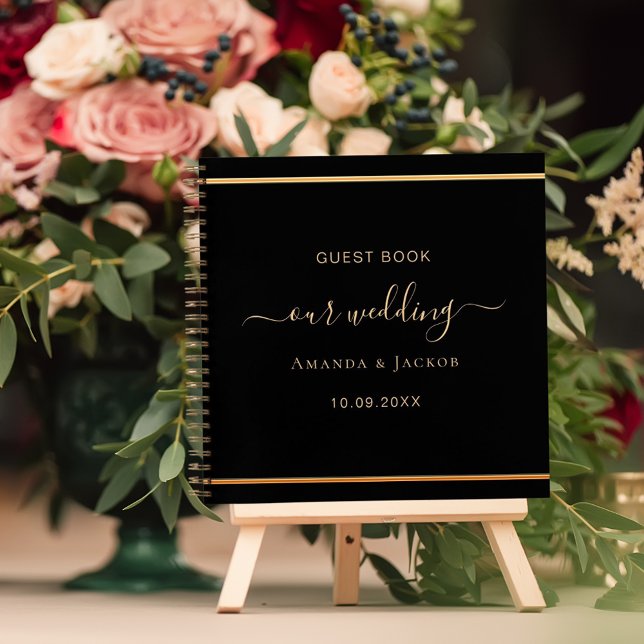 Guest book wedding black gold elegant (Creator Uploaded)