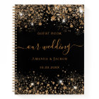 Guest book wedding black gold glitter monogram