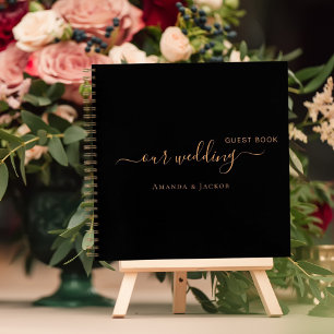 Guest book wedding black gold name