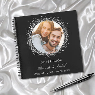 Guest book wedding black silver photo