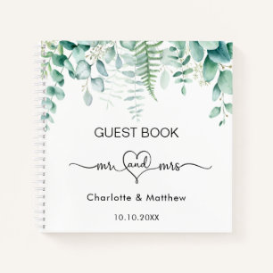 Guest book wedding eucalyptus greenery mr mrs