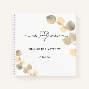 Guest book wedding golden eucalyptus elegant