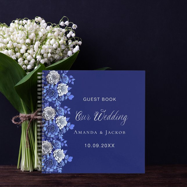 Guest book wedding navy blue flowers (Creator Uploaded)