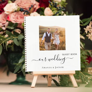 Guest book wedding photo white black modern