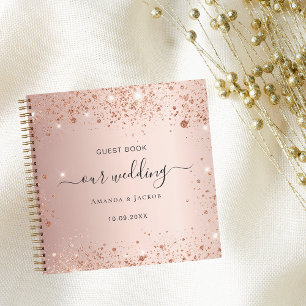 Guest book wedding rose gold blush glitter names