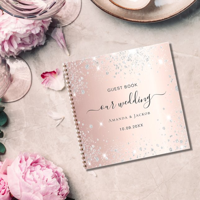 Guest book wedding rose gold silver sparkles (Creator Uploaded)