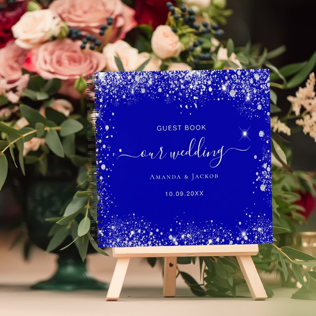 Guest book wedding royal blue silver glitter (Creator Uploaded)
