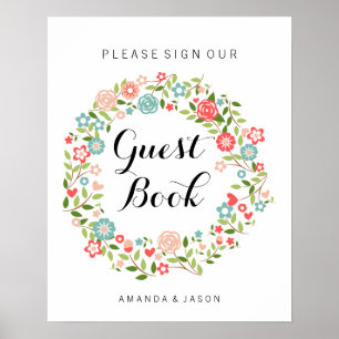 Guest Book wedding sign Floral bothanical