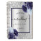 Guest book wedding silver navy blue florals