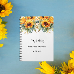 Guest book wedding sunflowers watercolor fall