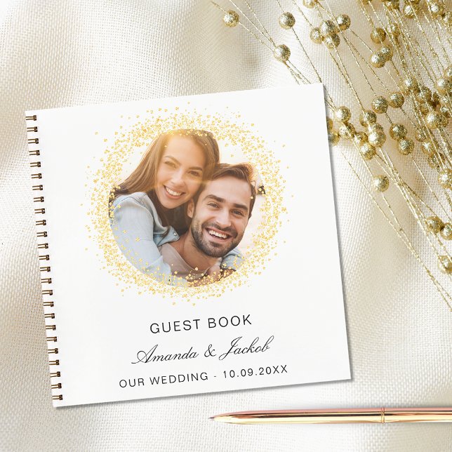 Guest book wedding white gold glitter photo (Creator Uploaded)