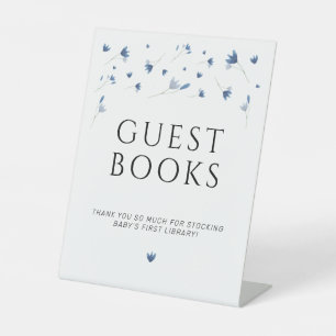 Guest Books Blue Wildflower Baby Shower  Pedestal Sign