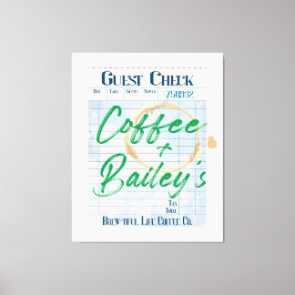 Guest Check Art Coffee Shop Drink Order Receipt Canvas Print