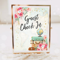 Guest Check In Travel Adventure Pink Bridal Shower