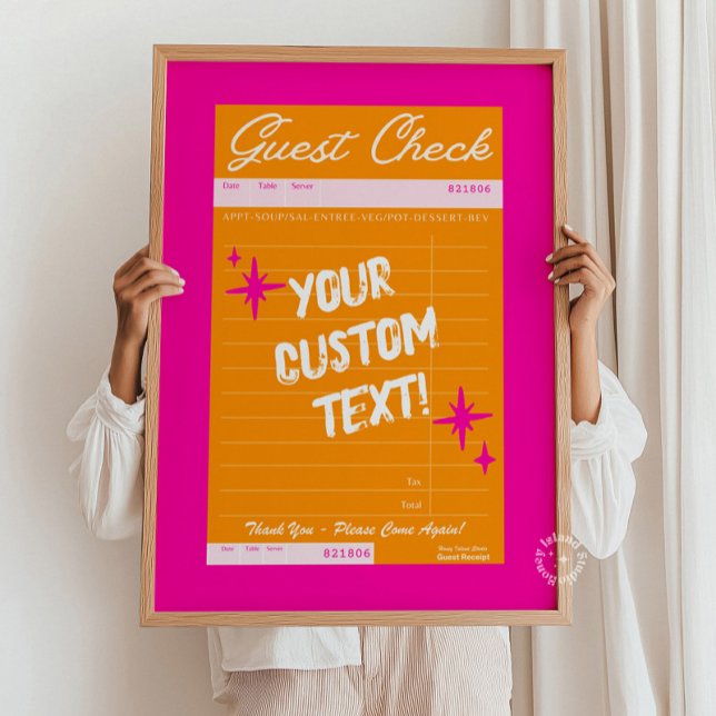 Guest Check Personalized Quote Poster Preppy Dorm (Creator Uploaded)