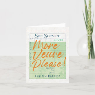 Guest Check Receipt Champagne Pop the Bubbly Holiday Card