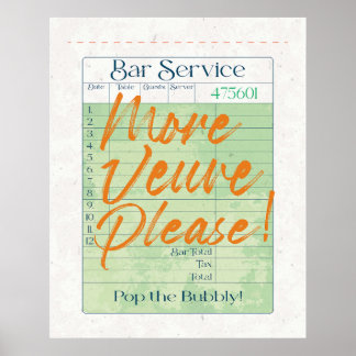 Guest Check Receipt Champagne Pop the Bubbly  Poster