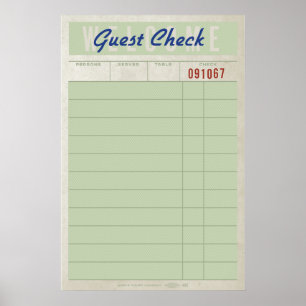 Guest Check – Vintage Diner Receipt Wall Art Print