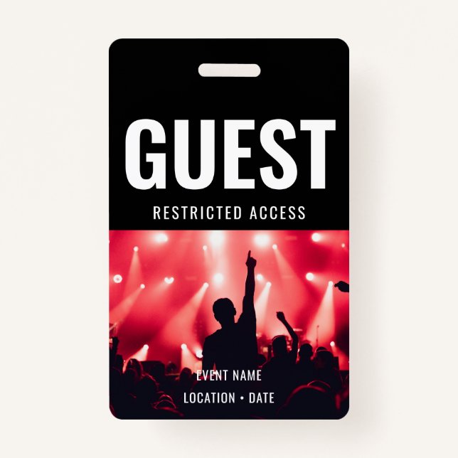 Guest Custom Event or Concert Name  Badge (Front)